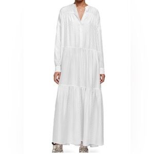 ANINE BING Louise Tonal Dot Long Sleeve Silk Maxi White NWT (Size M)